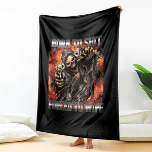 Funny Evil Skeleton Meme Throw Blanket Born to Shit Forced to Wipe TS10 Print Your Wear