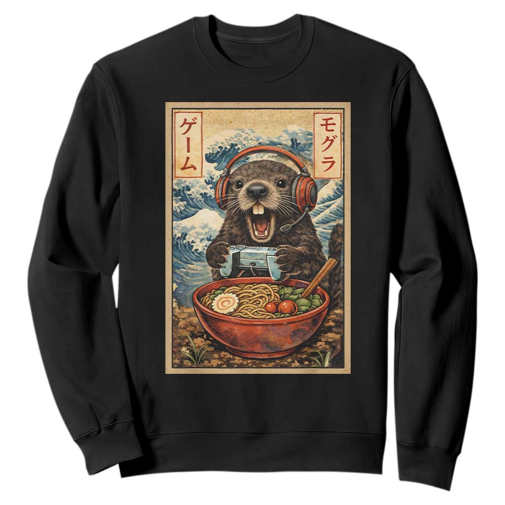 Cute Kawaii Gamer Groundhog Sweatshirt Funny Japanese Ramen Anime Otaku Fan Gift TS10 Black Print Your Wear