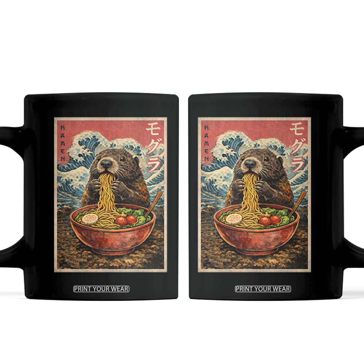 Japanese Groundhog Ramen Noodles Coffee Mug Funny Kawaii Anime TS10 Black Print Your Wear