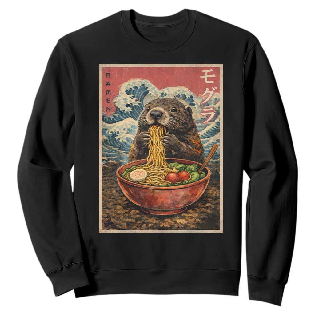 Japanese Groundhog Ramen Noodles Sweatshirt Funny Kawaii Anime TS10 Black Print Your Wear
