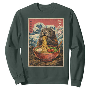 Japanese Groundhog Ramen Noodles Sweatshirt Funny Kawaii Anime TS10 Dark Forest Green Print Your Wear