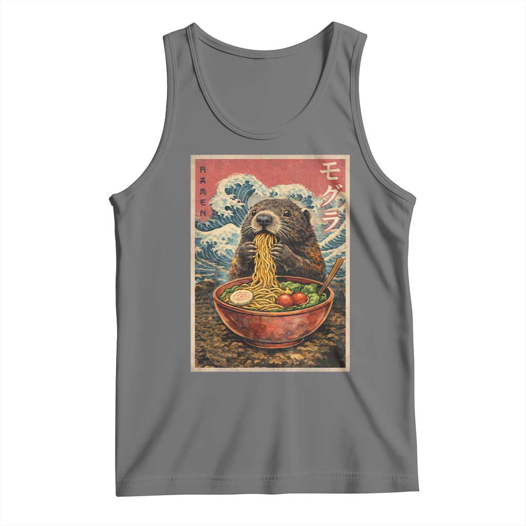 Japanese Groundhog Ramen Noodles Tank Top Funny Kawaii Anime TS10 Black Heather Print Your Wear