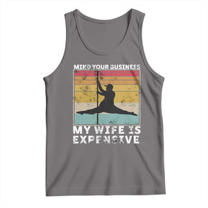 Sarcastic Husband Tank Top Retro Mind Your Business My Wife Is Expensive TS10 Deep Heather Print Your Wear