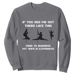 Sarcastic Husband Sweatshirt Mind Your Business My Wife Is Expensive TS10 Charcoal Print Your Wear
