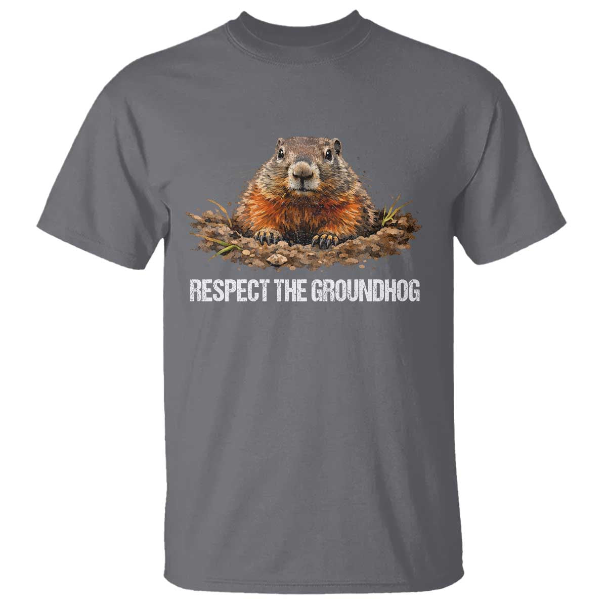 Respect The Groundhog T Shirt Funny Woodchuck TS10 Charcoal Print Your Wear