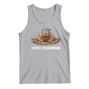 Respect The Groundhog Tank Top Funny Woodchuck TS10 Athletic Heather Print Your Wear