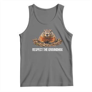 Respect The Groundhog Tank Top Funny Woodchuck TS10 Black Heather Print Your Wear