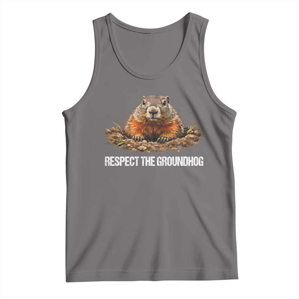 Respect The Groundhog Tank Top Funny Woodchuck TS10 Deep Heather Print Your Wear