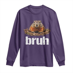 Funny Groundhog Long Sleeve Shirt Ground Hog Meme Lover Bruh Groundhog Day TS10 Purple Print Your Wear