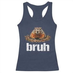 Funny Groundhog Racerback Tank Top Ground Hog Meme Lover Bruh Groundhog Day TS10 Navy Print Your Wear