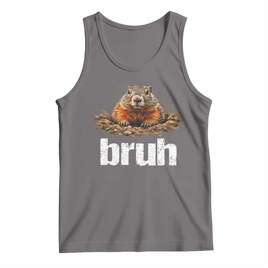 Funny Groundhog Tank Top Ground Hog Meme Lover Bruh Groundhog Day TS10 Deep Heather Print Your Wear