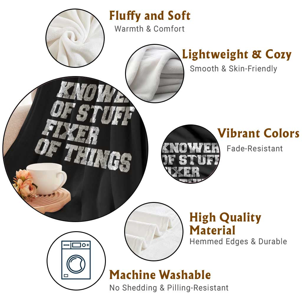 Funny Knower Of Stuff Fixer Of Things Throw Blanket Mechanic Engineer Garage TS10 Print Your Wear