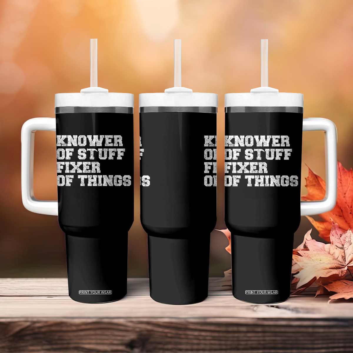 Funny Knower Of Stuff Fixer Of Things Tumbler With Handle Mechanic Engineer Garage TS10 Print Your Wear