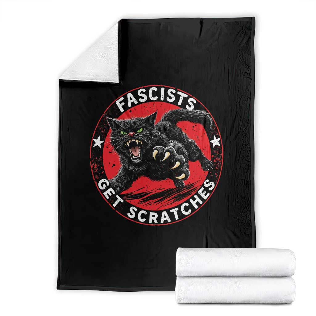 Vintage Black Cat Against Fascists Throw Blanket TS10 Black Print Your Wear