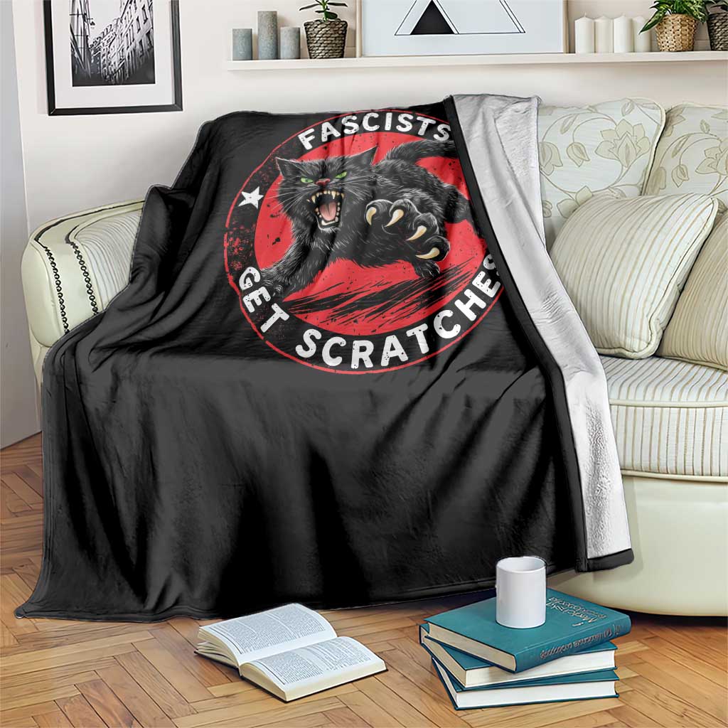 Vintage Black Cat Against Fascists Throw Blanket TS10 Print Your Wear