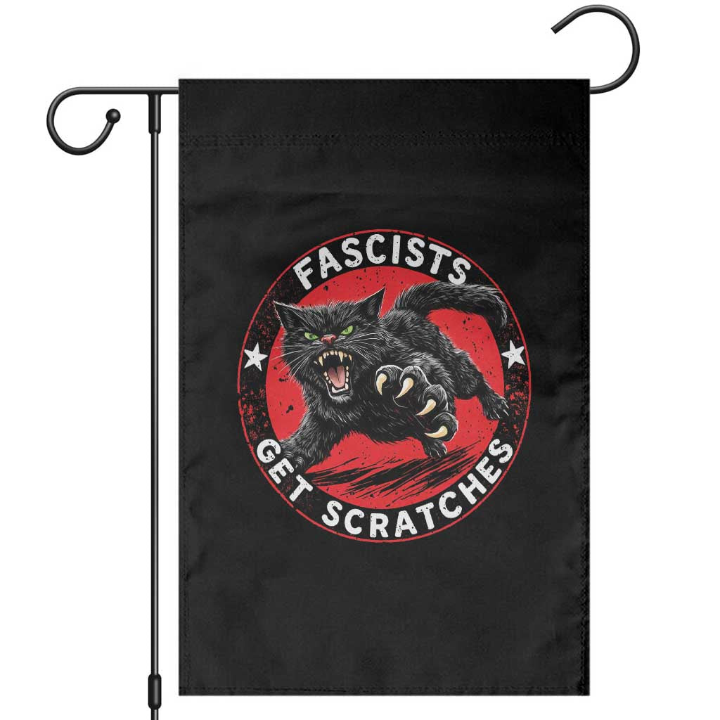 Vintage Black Cat Against Fascists Garden Flag TS10 Black Print Your Wear