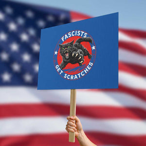 Vintage Black Cat Against Fascists Protest Sign TS10 Horizontal 18" × 24" Blue Print Your Wear