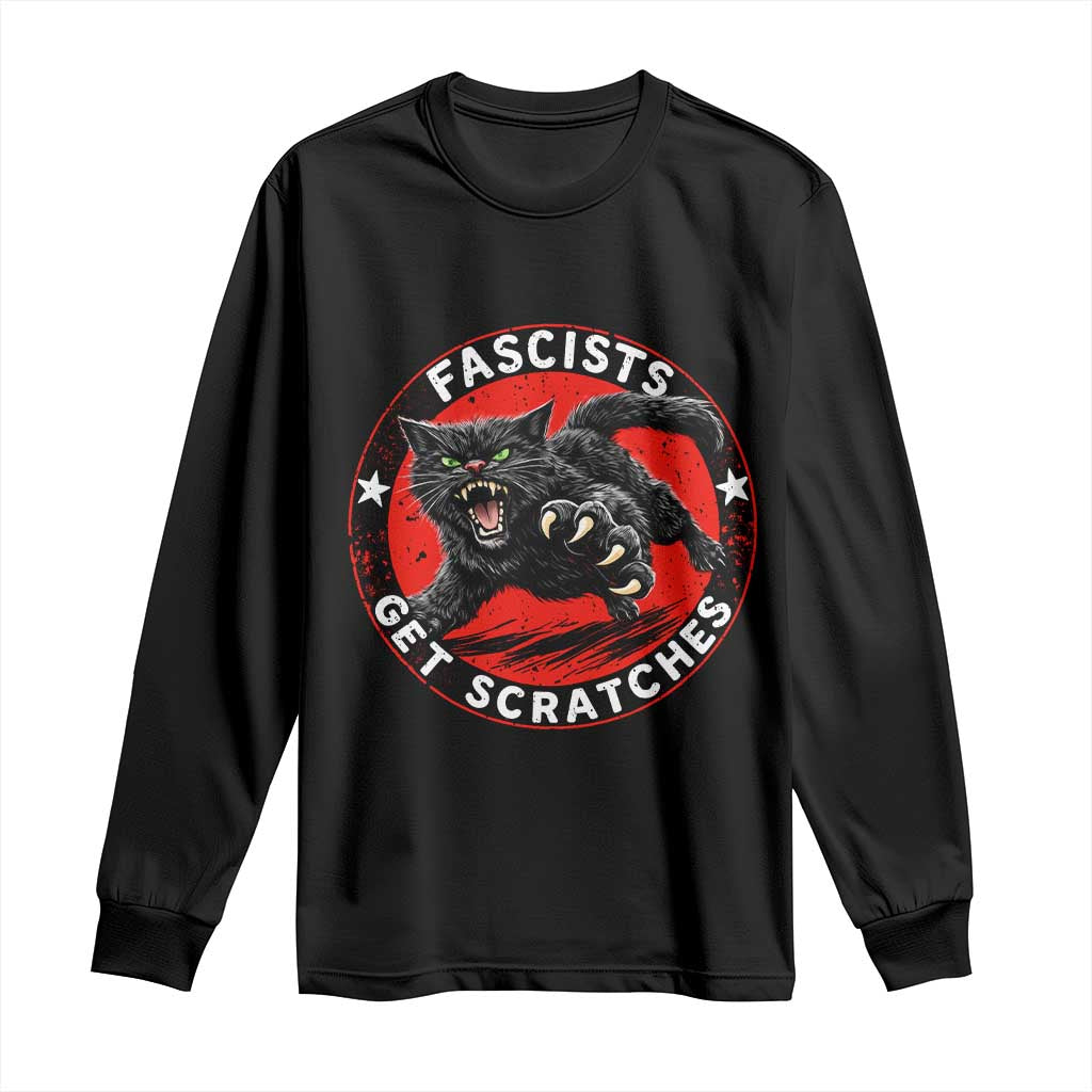 Vintage Black Cat Against Fascists Long Sleeve Shirt TS10 Black Print Your Wear