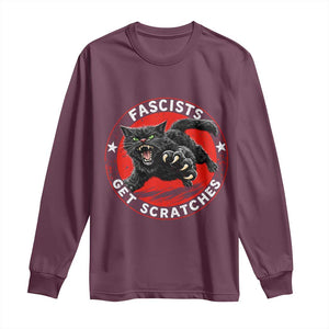 Vintage Black Cat Against Fascists Long Sleeve Shirt TS10 Maroon Print Your Wear