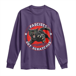 Vintage Black Cat Against Fascists Long Sleeve Shirt TS10 Purple Print Your Wear