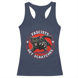 Vintage Black Cat Against Fascists Racerback Tank Top TS10 Navy Print Your Wear