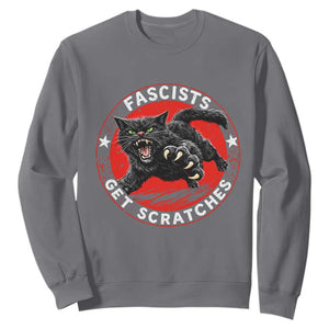 Vintage Black Cat Against Fascists Sweatshirt TS10 Charcoal Print Your Wear