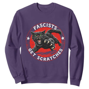 Vintage Black Cat Against Fascists Sweatshirt TS10 Purple Print Your Wear