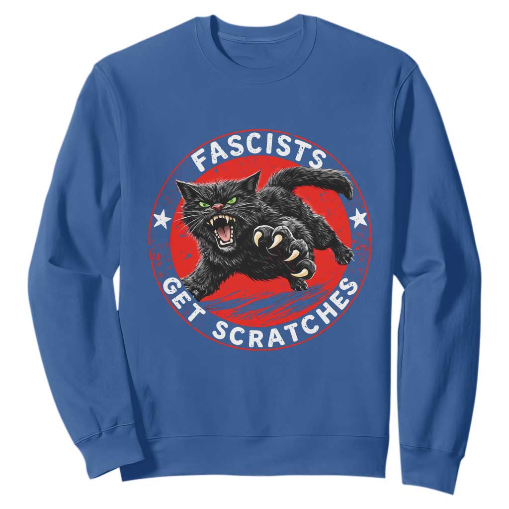 Vintage Black Cat Against Fascists Sweatshirt TS10 Royal Blue Print Your Wear