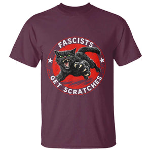 Vintage Black Cat Against Fascists T Shirt TS10 Maroon Print Your Wear