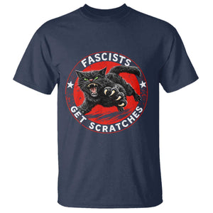 Vintage Black Cat Against Fascists T Shirt TS10 Navy Print Your Wear