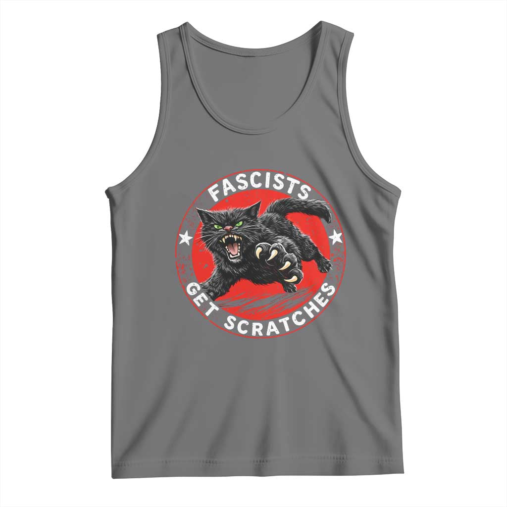 Vintage Black Cat Against Fascists Tank Top TS10 Black Heather Print Your Wear