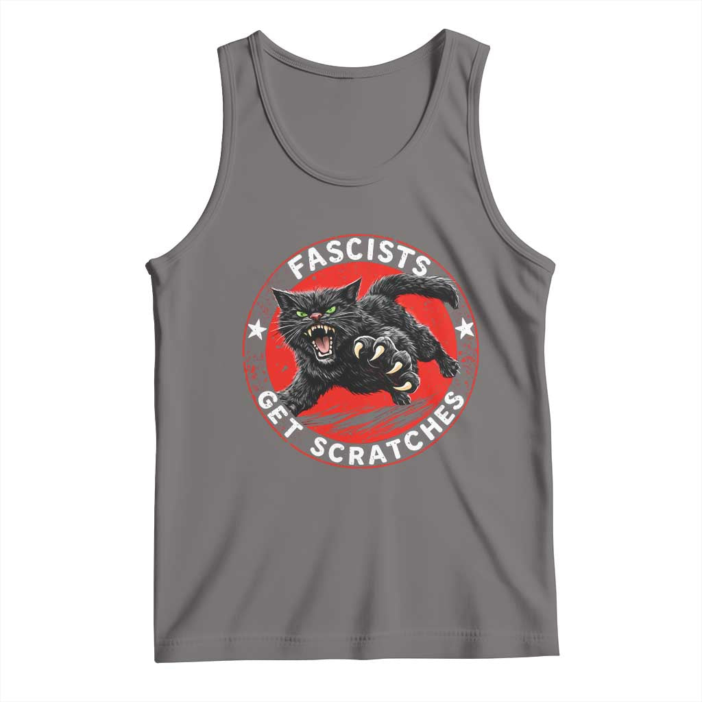 Vintage Black Cat Against Fascists Tank Top TS10 Deep Heather Print Your Wear