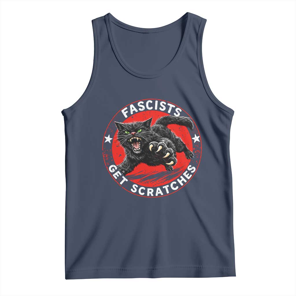 Vintage Black Cat Against Fascists Tank Top TS10 Navy Print Your Wear