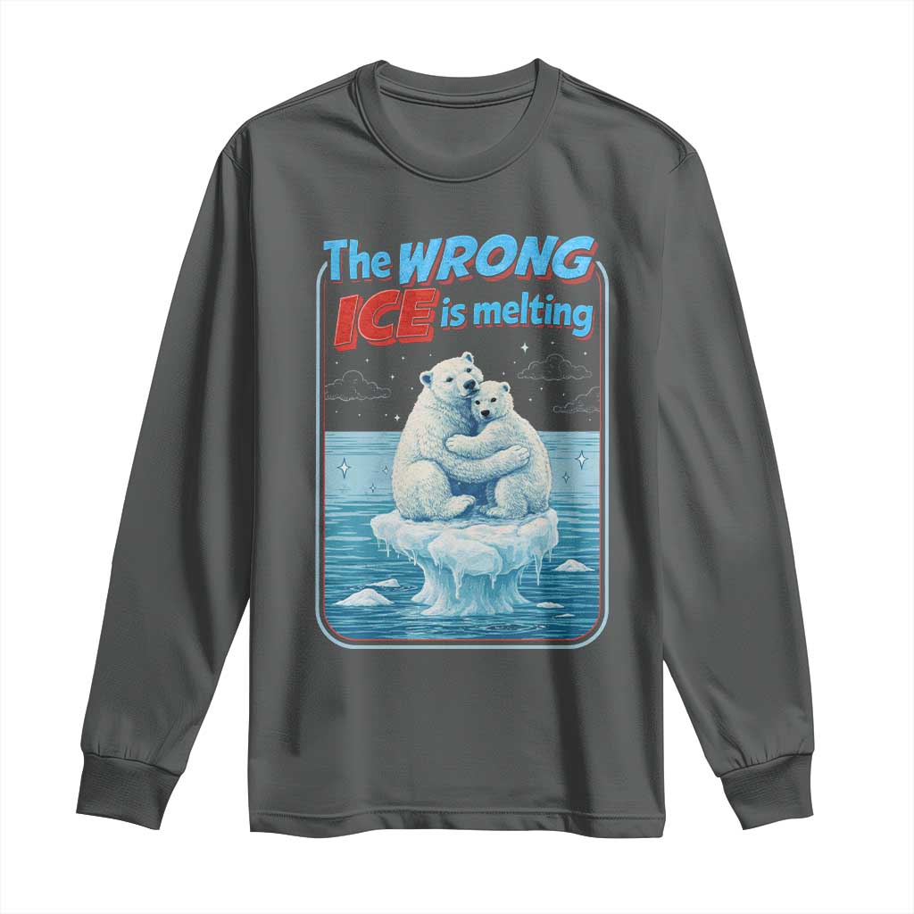 Fck Ice Long Sleeve Shirt The Wrong Ice Is Melting Polar Bear Social Justice TS10 Dark Heather Print Your Wear