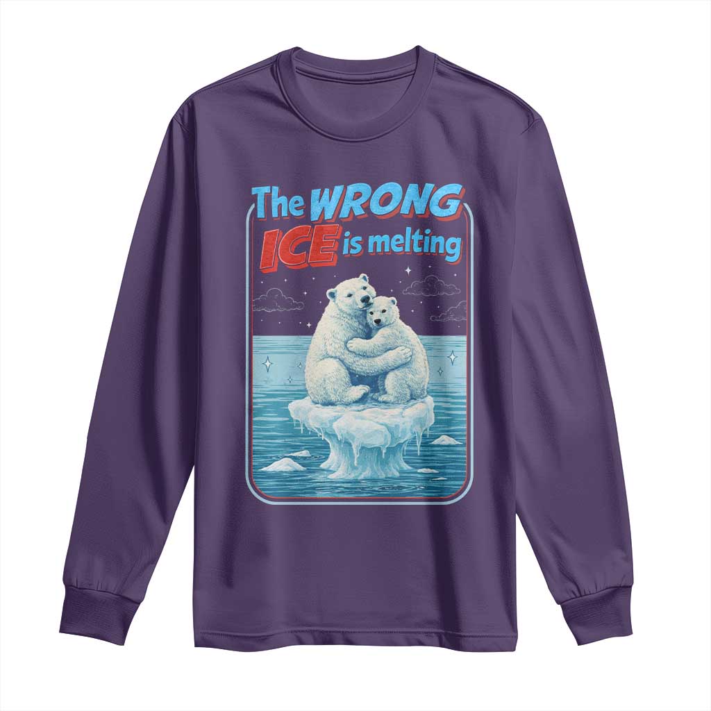 Fck Ice Long Sleeve Shirt The Wrong Ice Is Melting Polar Bear Social Justice TS10 Purple Print Your Wear