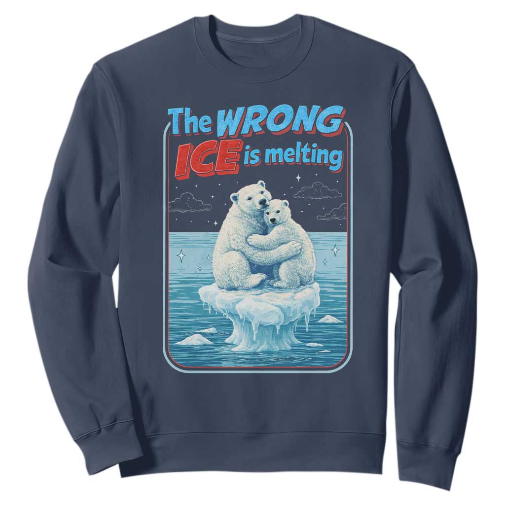 Fck Ice Sweatshirt The Wrong Ice Is Melting Polar Bear Social Justice TS10 Navy Print Your Wear