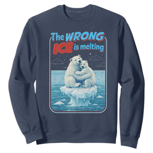 Fck Ice Sweatshirt The Wrong Ice Is Melting Polar Bear Social Justice TS10 Navy Print Your Wear