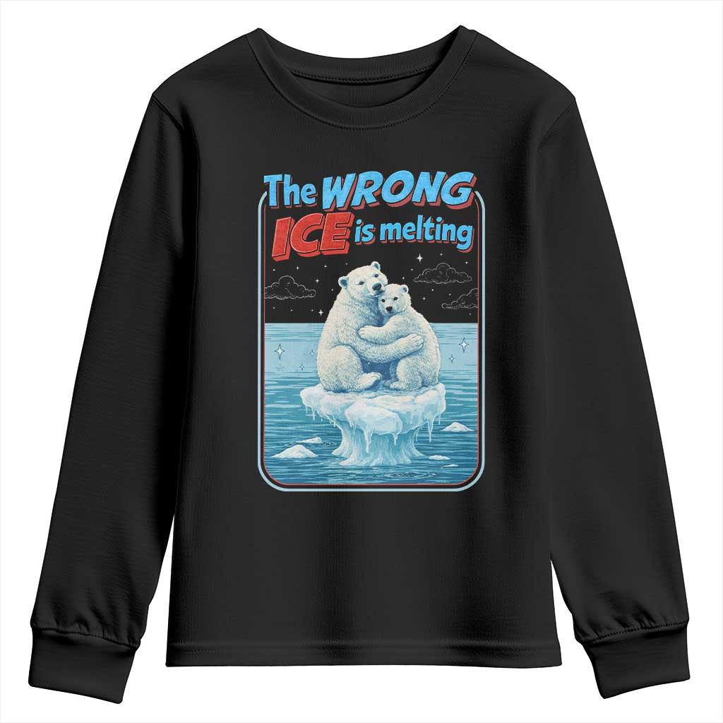 Fck Ice Youth Sweatshirt The Wrong Ice Is Melting Polar Bear Social Justice TS10 Black Print Your Wear