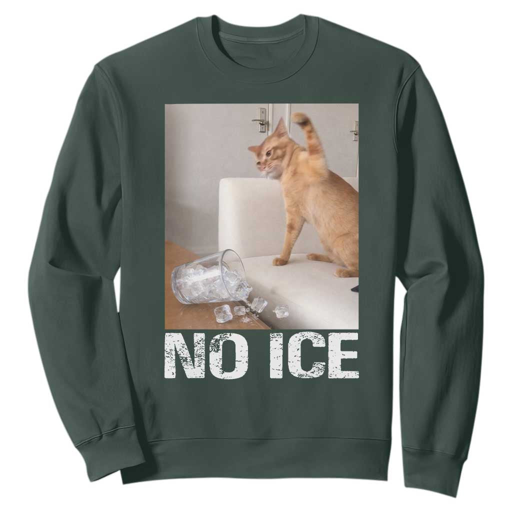 Funny Cat Meme No Ice Sweatshirt Subtle FDT Political Satire Satirical Humor TS10 Dark Forest Green Print Your Wear