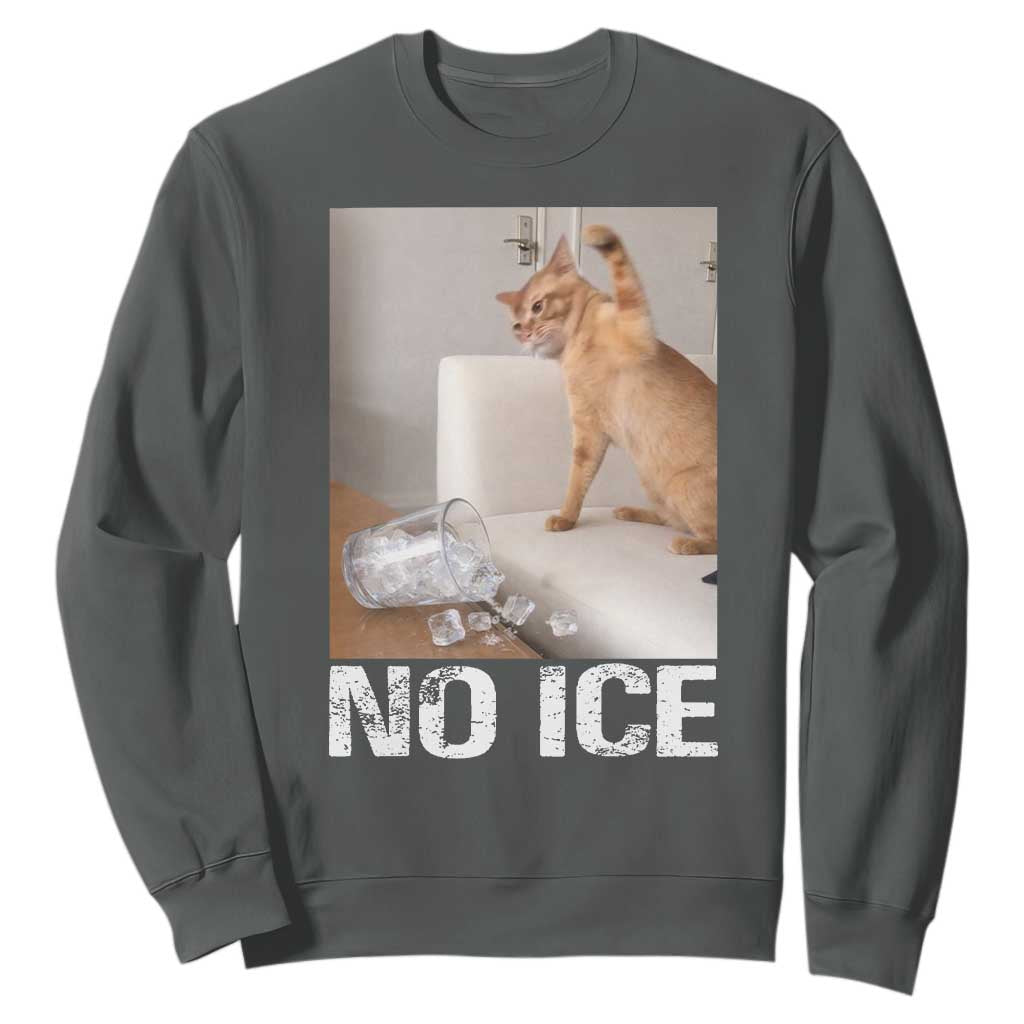 Funny Cat Meme No Ice Sweatshirt Subtle FDT Political Satire Satirical Humor TS10 Dark Heather Print Your Wear
