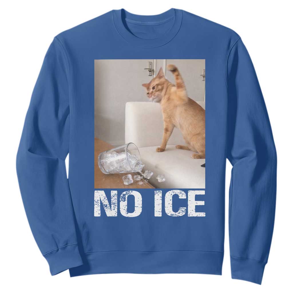 Funny Cat Meme No Ice Sweatshirt Subtle FDT Political Satire Satirical Humor TS10 Royal Blue Print Your Wear