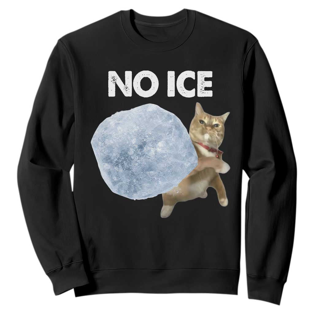 No Ice Sweatshirt Funny Cat Meme Subtle FDT Political Satire TS10 Black Print Your Wear