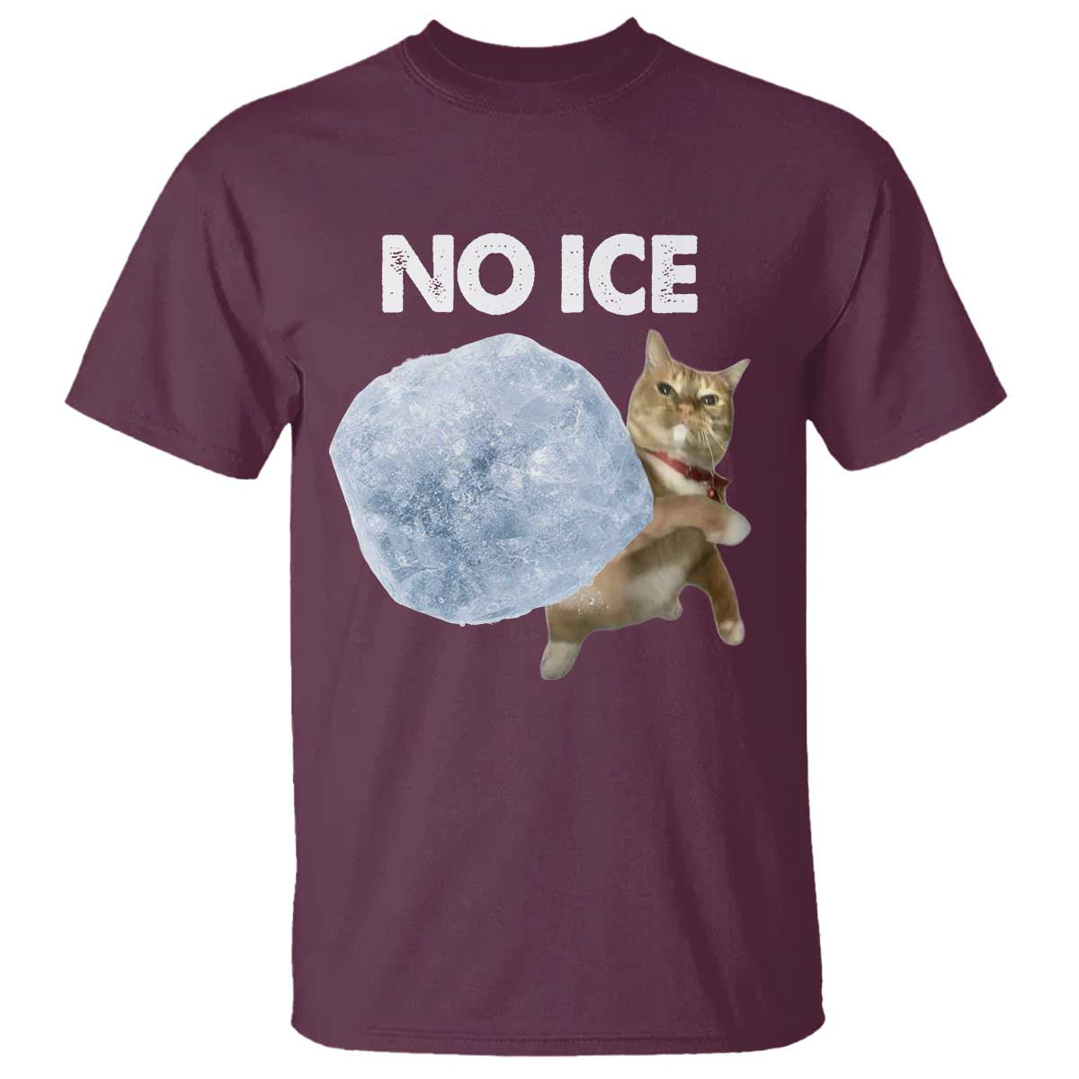 No Ice T Shirt Funny Cat Meme Subtle FDT Political Satire TS10 Maroon Print Your Wear
