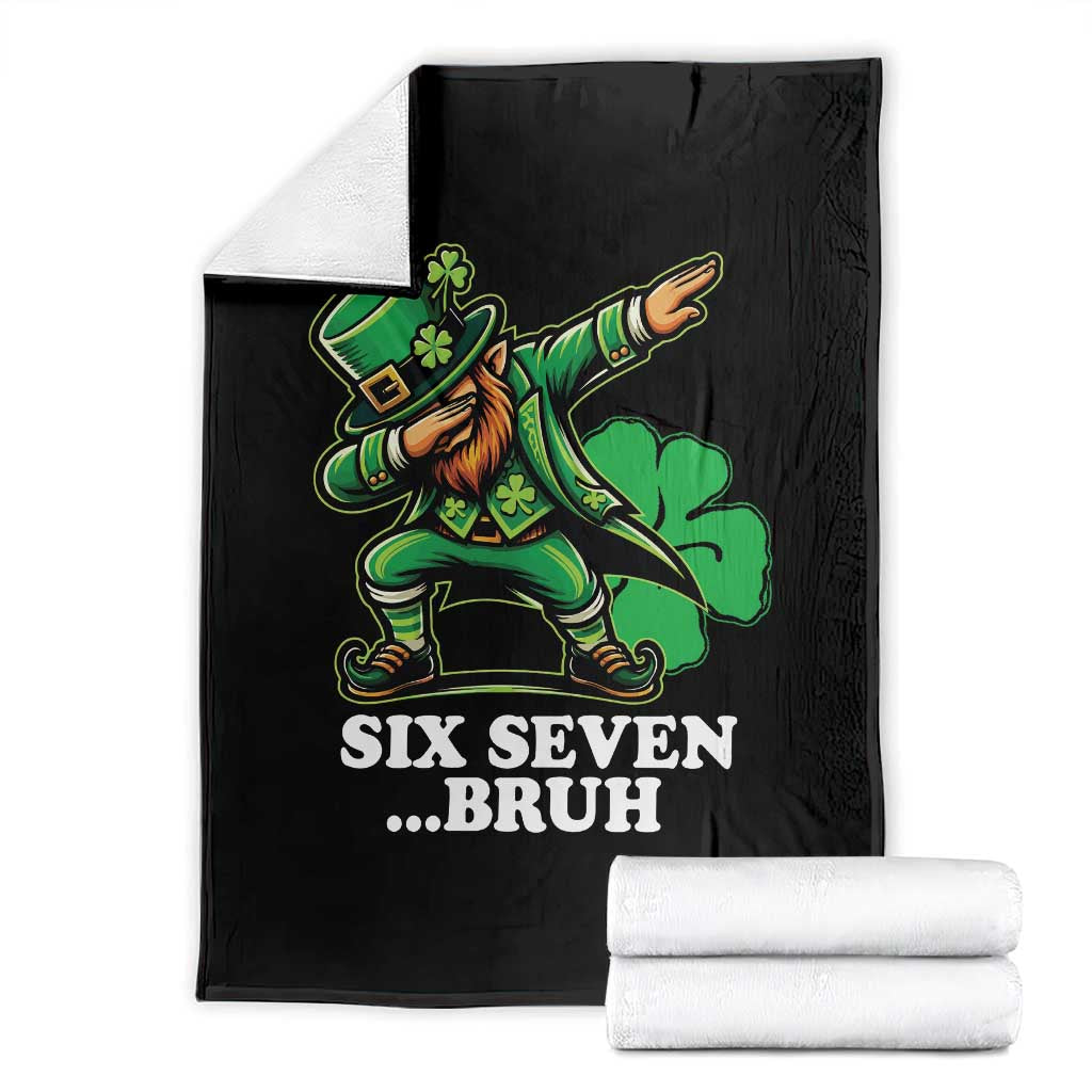 St Patricks Day Six Seven Bruh Throw Blanket Leprechaun 67 Meme Irish Ireland Lucky Shamrocks TS10 Black Print Your Wear