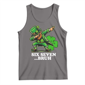 St Patricks Day Six Seven Bruh Tank Top Leprechaun 67 Meme Irish Ireland Lucky Shamrocks TS10 Deep Heather Print Your Wear