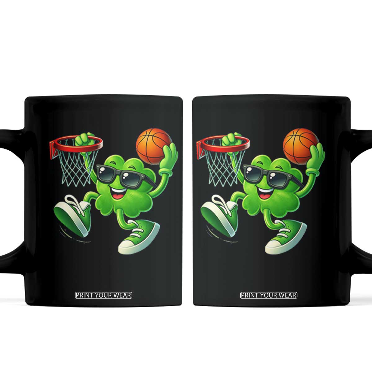Basketball St Patricks Day Coffee Mug Cute Irish Shamrock Playing Basketball Player Team Boys TS10 Black Print Your Wear