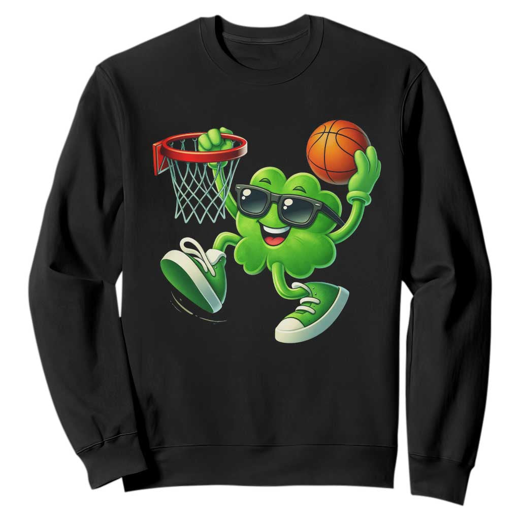 Basketball St Patricks Day Sweatshirt Cute Irish Shamrock Playing Basketball Player Team Boys TS10 Black Print Your Wear