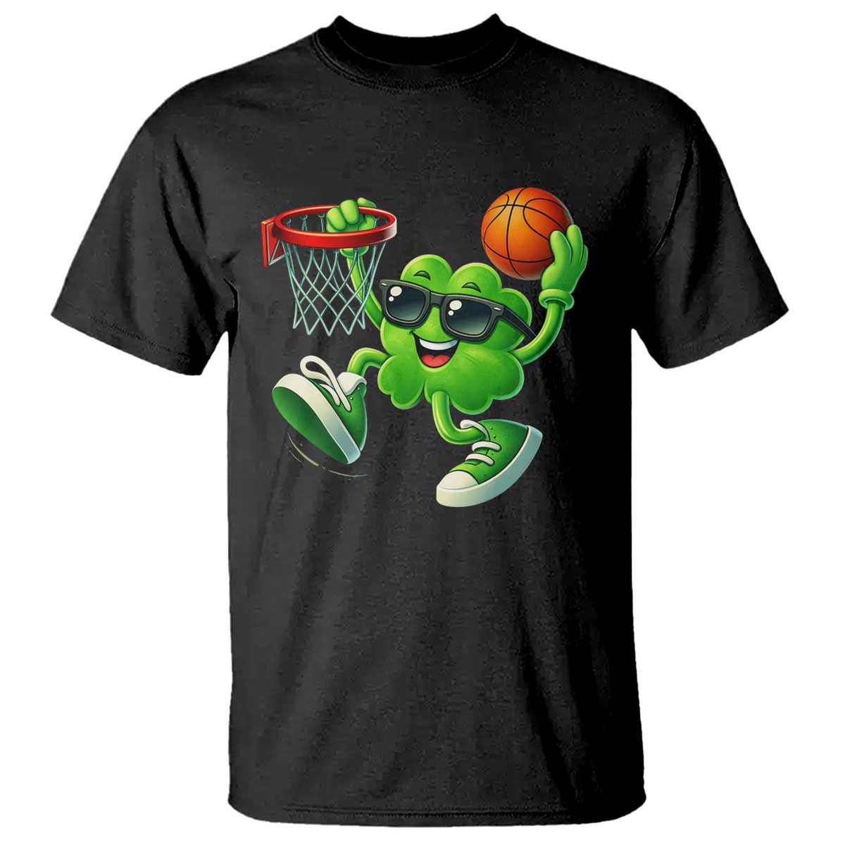 Basketball St Patricks Day T Shirt Cute Irish Shamrock Playing Basketball Player Team Boys TS10 Black Print Your Wear
