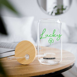 Lucky Irish Shamrock Glass Can St Patricks Day Letter Print Lightweight TS10 Print Your Wear