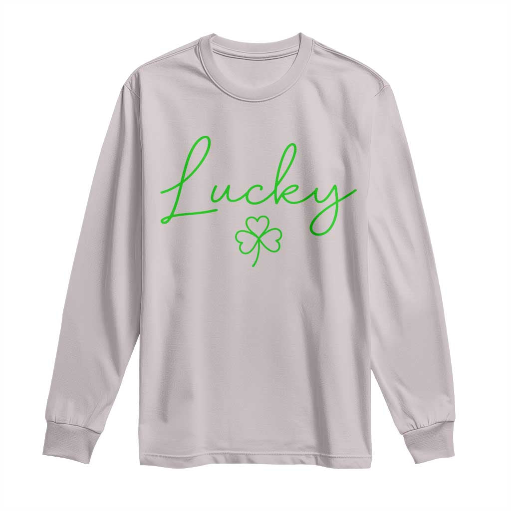 Lucky Irish Shamrock Long Sleeve Shirt St Patricks Day Letter Print Lightweight TS10 Ice Gray Print Your Wear